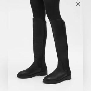 Theory Black Knee-High Pull-On Boot in Leather size 38